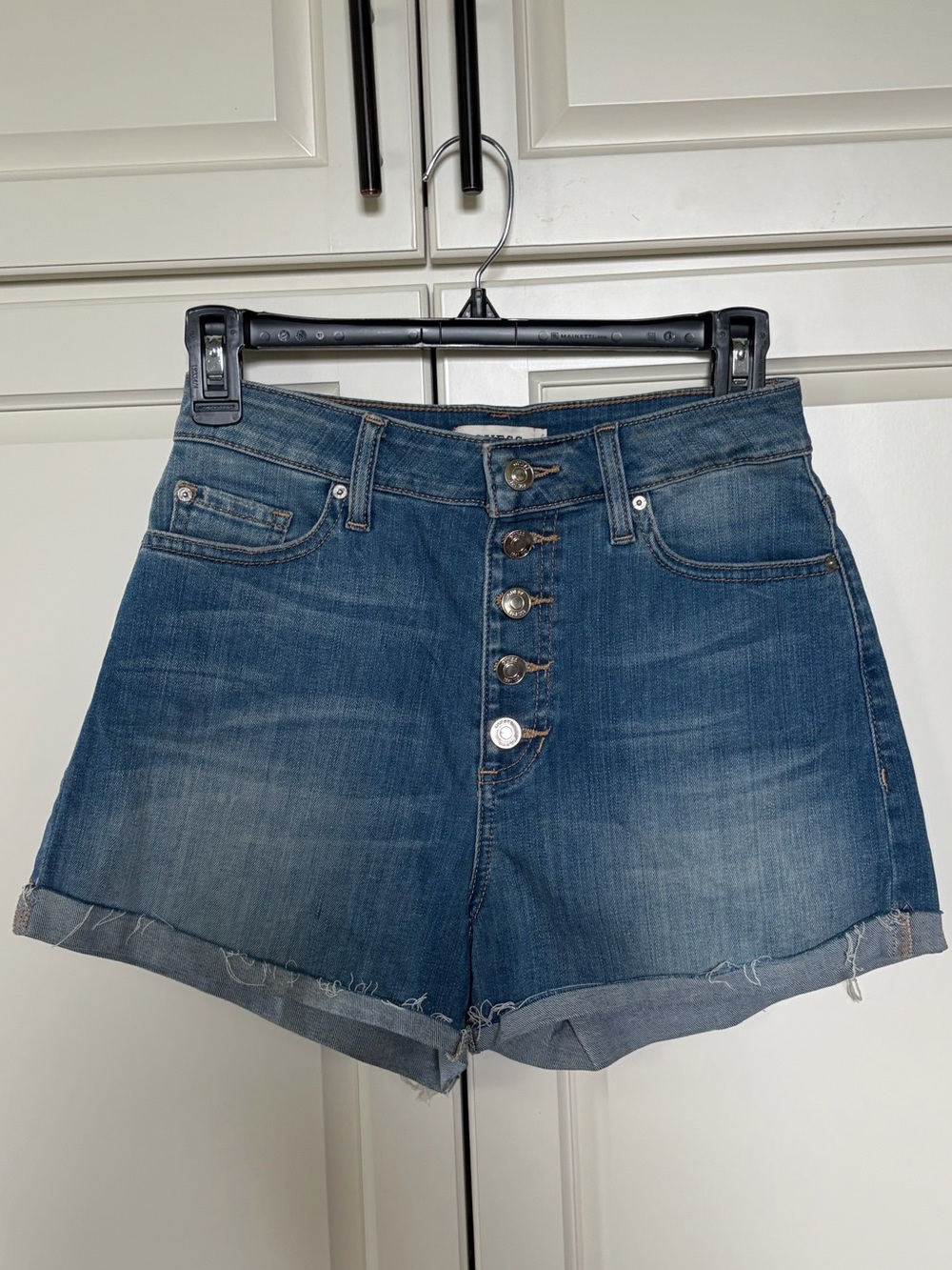 Guess High-Waist Multi Button Denim Jean Shorts - Blue- Size 27